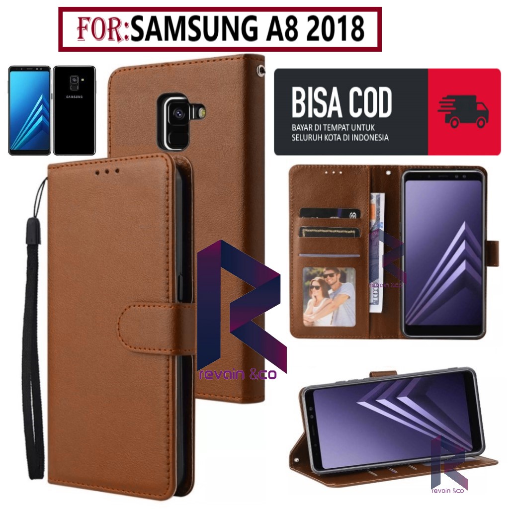 FLIP COVER SAMSUNG A8 2018 FLIP WALLET LEATHER KULIT PREMIUM SARUNG BUKA TUTUP FLIP CASE SAMSUNG A8 2018