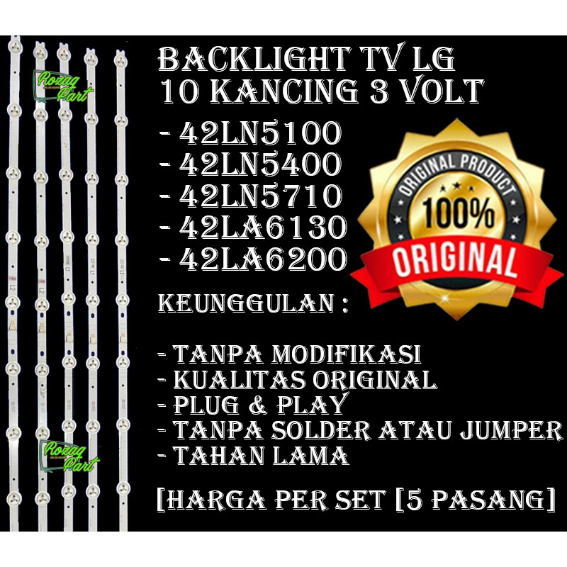Lampu Backlight TV LG 42 inc inchi Type 42LA6130 Led 3 Volt