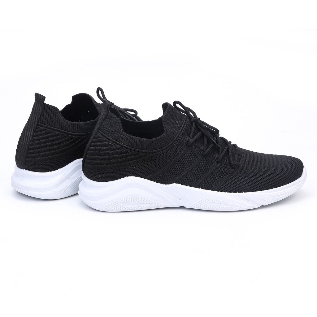 Sepatu Pria Canvas Sneakers Hitam Putih Tali  Slip On Import Sports Shoes Olahraga New Model - SK811