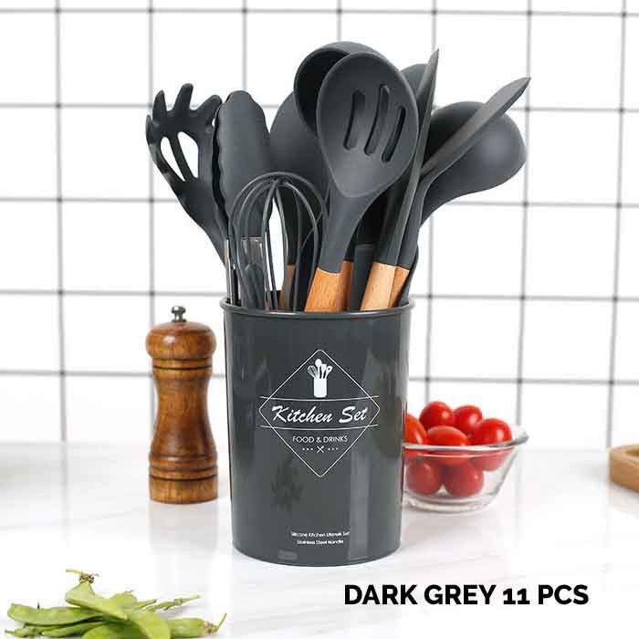 Sillicone Utensil Set 11 Pcs / Peralatan Masak Sutil Spatula Silikon