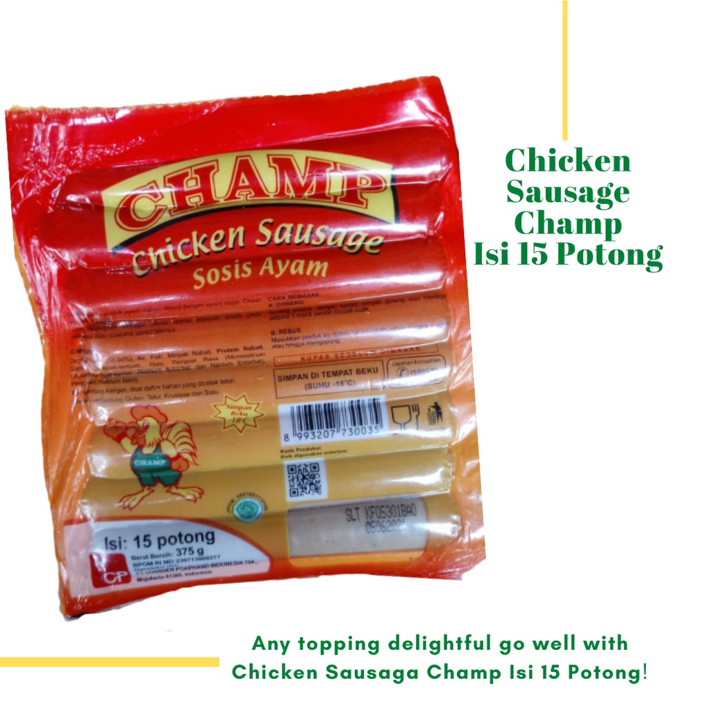 

CHICKEN SAUSAGE CHAMP ISI 15 POTONG