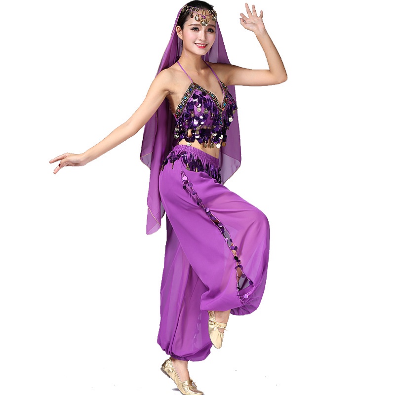 TANKTOP ANGGUR SET CELANA ALADIN BELLY DANCE TARI INDIA BAJU SETELAN COIN PAYET MANIK