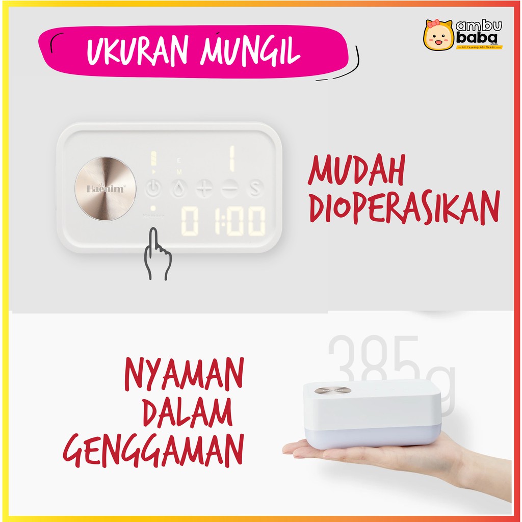 Haenim 7V Pompa Asi Elektrik Breast Pump Double Pump Rechargeable Portable Portabel