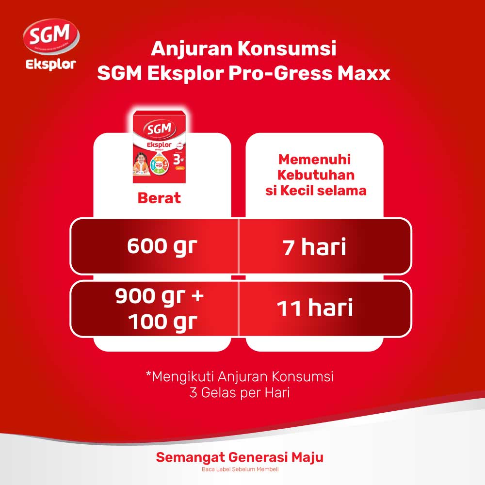 SGM Eksplor Belajar 3+ Pro-GressMaxx Vanilla Susu Bubuk 900 gr