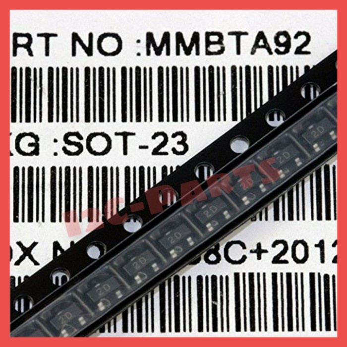 MMBTA92 PNP TRANSISTOR SMD 0.5A 300V 2D A92 SOT-23 500mA MMBTA92LT1G