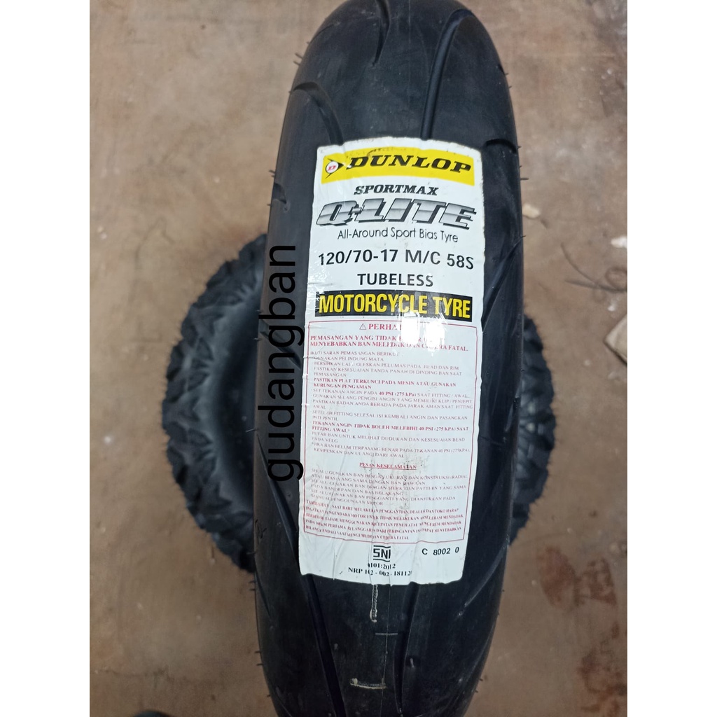 Dunlop Sportmax Qlite 120 70 17 ORIGINAL Ban luar motor Tubeless FREE PENTIL