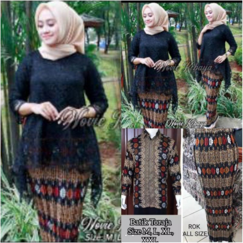 Couple Kebaya Rinjani Jumbo Hitam - Set Kebaya Modern - Kebaya Big Size - Kebaya Pesta - Kebaya