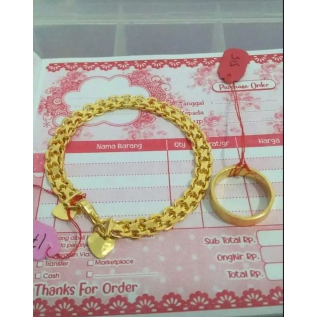 GELANG TIKAR FREE CINCIN POLOS LAPIS EMAS 24K TITANIUM TERBARU