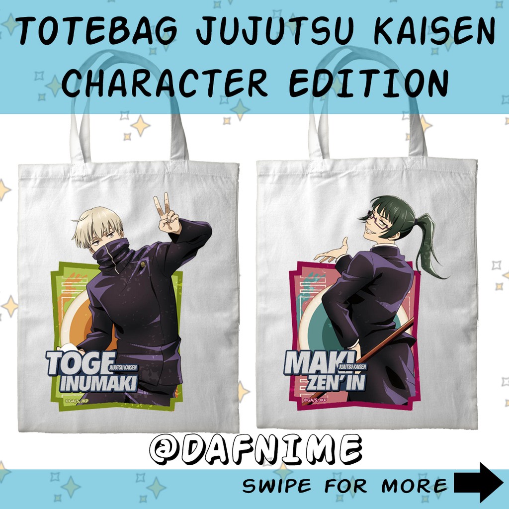 TOTEBAG ANIME JUJUTSU KAISEN CHARACTER EDITION MEGUMI GOJO YUUJI NOBARA INUMAKI MAKI PANDA