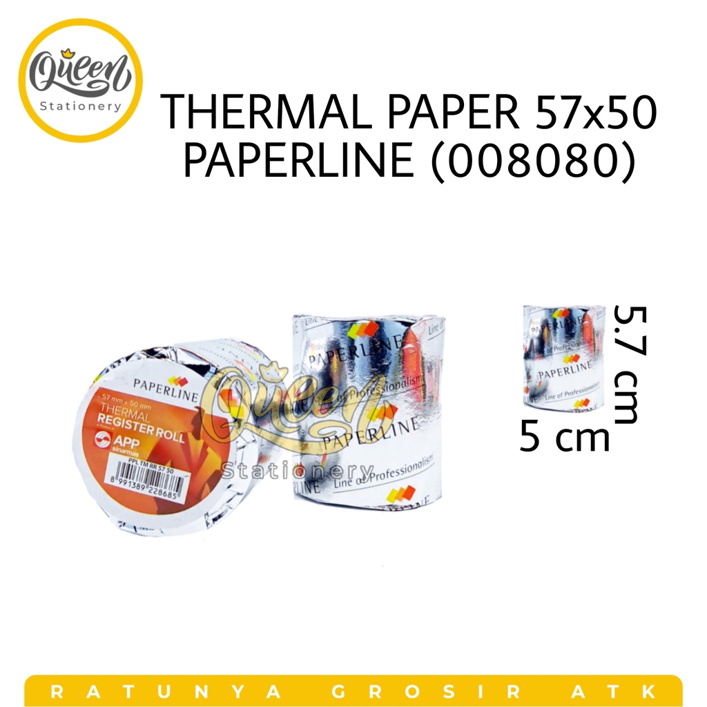 

1 PCS THERMAL PAPER 57X50 PAPERLINE / KERTAS KASIR / KERTAS NOTA / KERTAS TERMAL / TELSTRUK (008080)