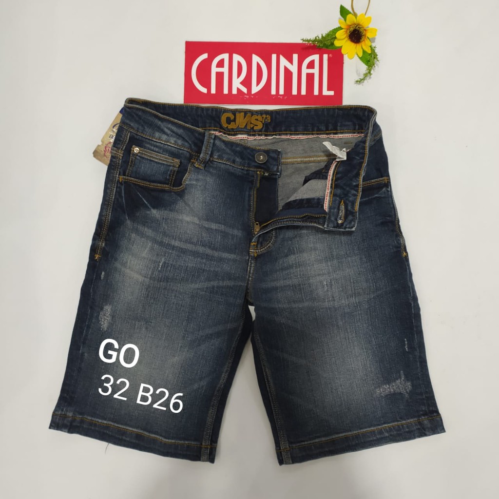 gof 32-CBV CARDINAL JEANS Celana Pria Celana Pendek Bermuda Casual Sobek Slimfit Reguler Fit Reguler