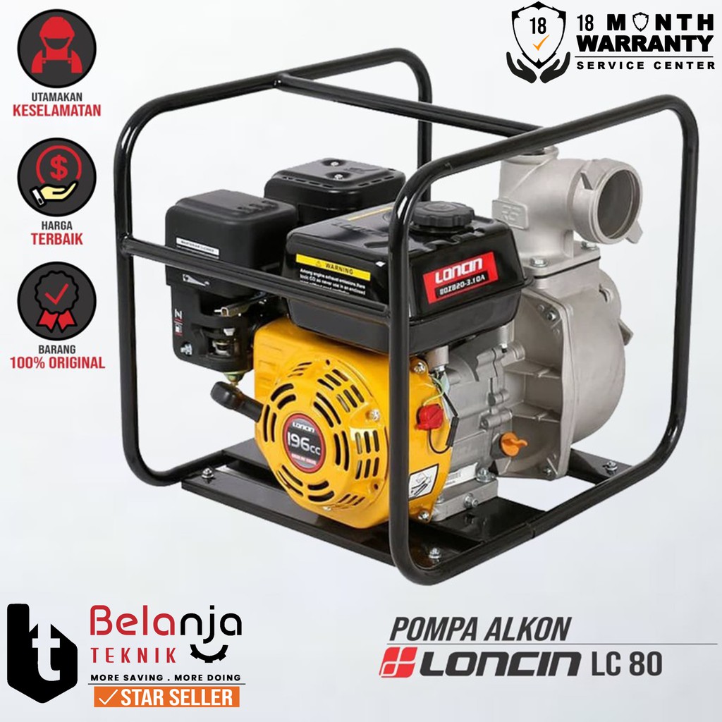 Loncin Mesin Alkon LC 80 Pompa Air Irigasi 3 Inch 6 Meter LC80