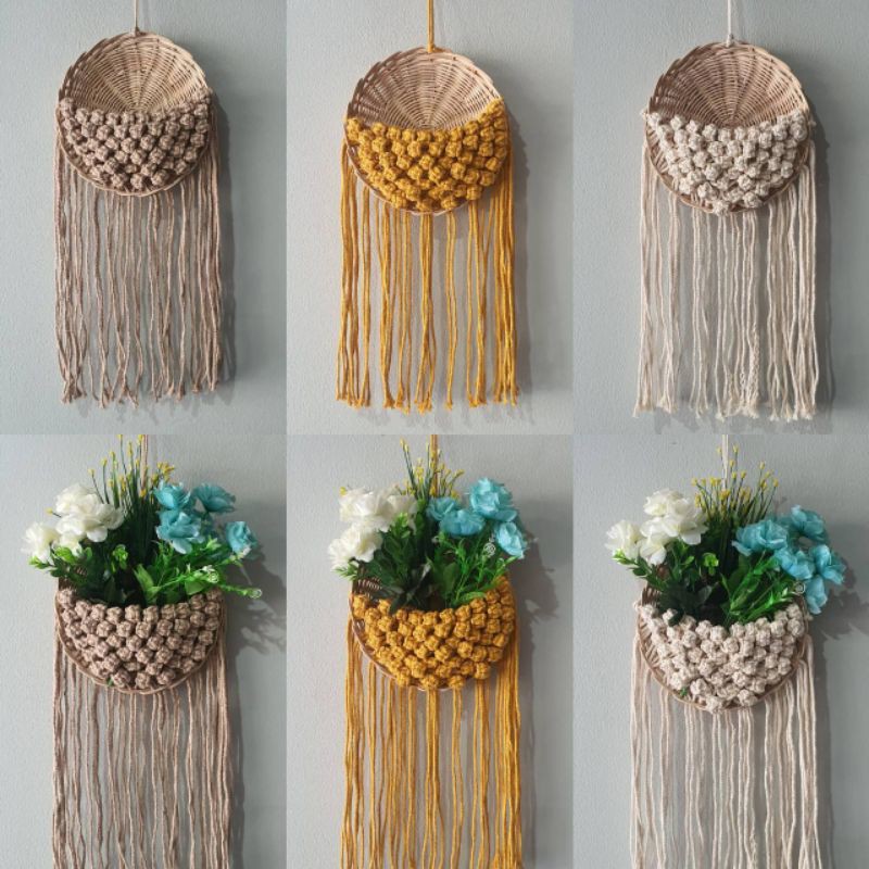 wall decor hiasan dinding home decor pot rotan macrame dekorasi