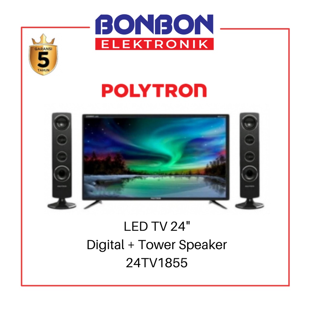 Polytron LED Digital TV 24 Inch 24TV1855 + Tower Speaker