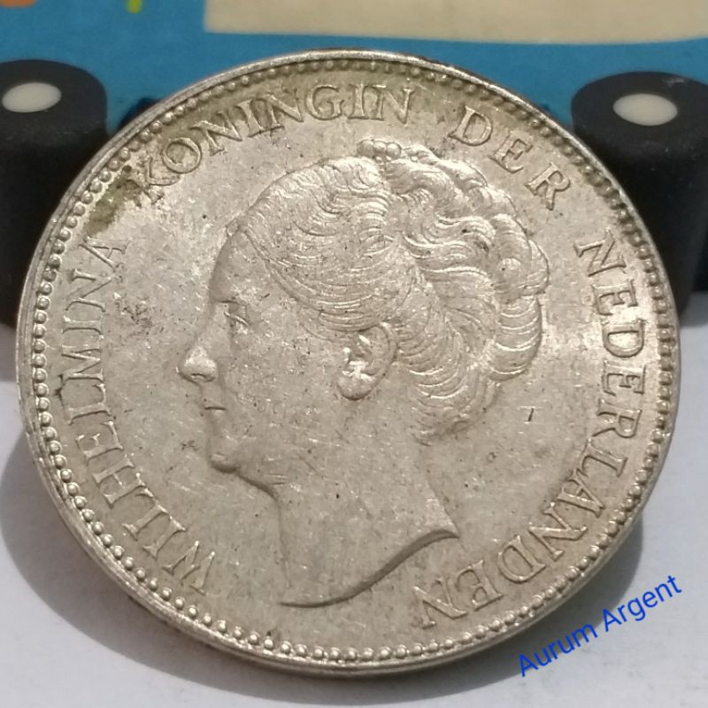 SWILH1G-24.. 1 PC KOIN PERAK KUNO ASLI 1 GULDEN WILHELMINA TH 1931.  -- SILVER COIN --