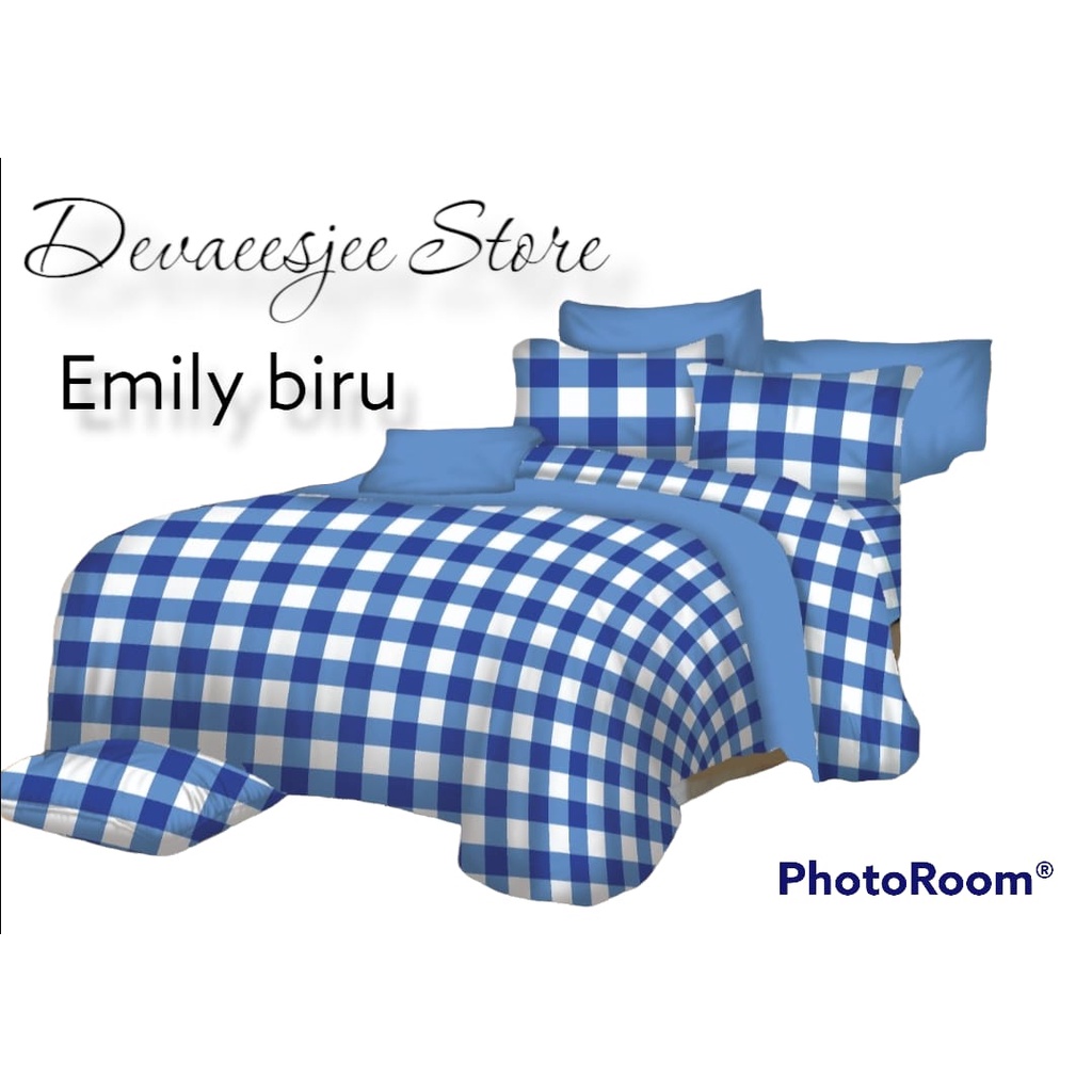 SPREI KOTAK EMILY AESTHETIC KOREA  NO.3 UKURAN 120X200 1 SARUNG BANTAL 1 SARUNG GULING