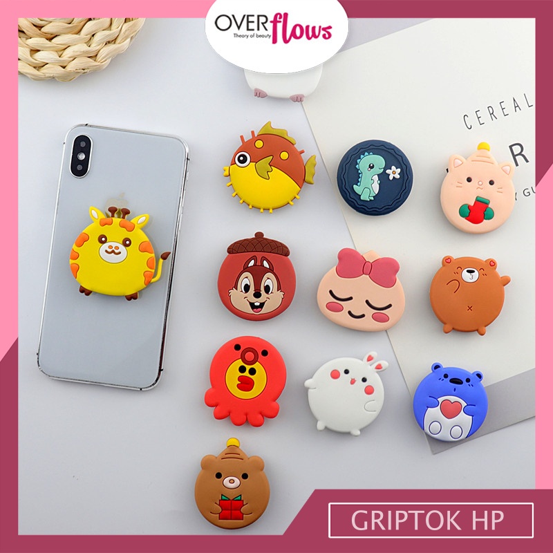 OVERFLOWS.ID Pop Socket HP 3D Griptok Premium Karakter Bahan PVC Popsocket Holder HP Lucu