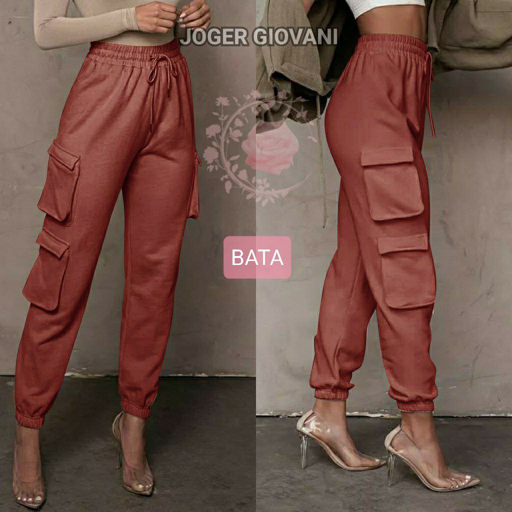 JOGGER WANITA GEOVANI FASHION / KANTONG POKET KIRI KANAN / BAHAN TEBAL / CELANA PANJANG CEWE