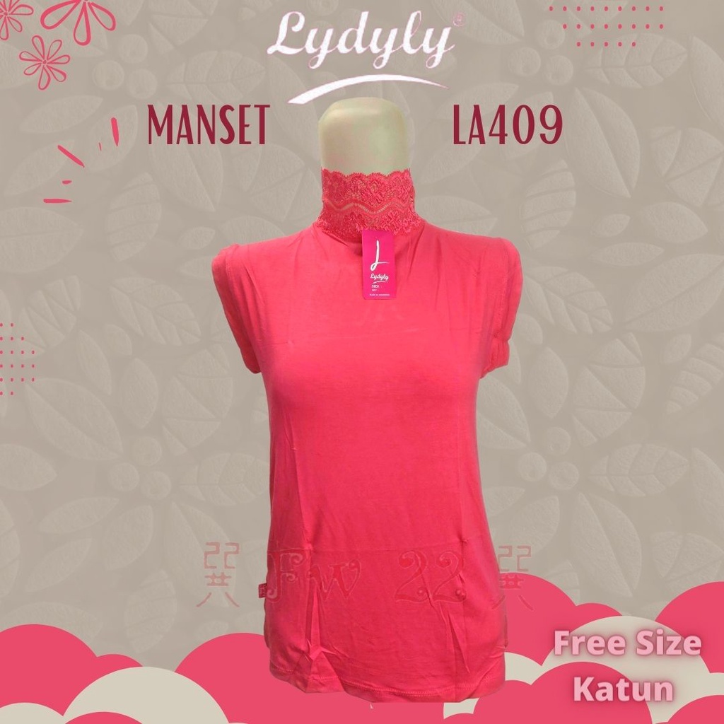 Manset Atasan Lydyly LA409 model Turtleneck tanpa Lengan dengan Renda di Leher