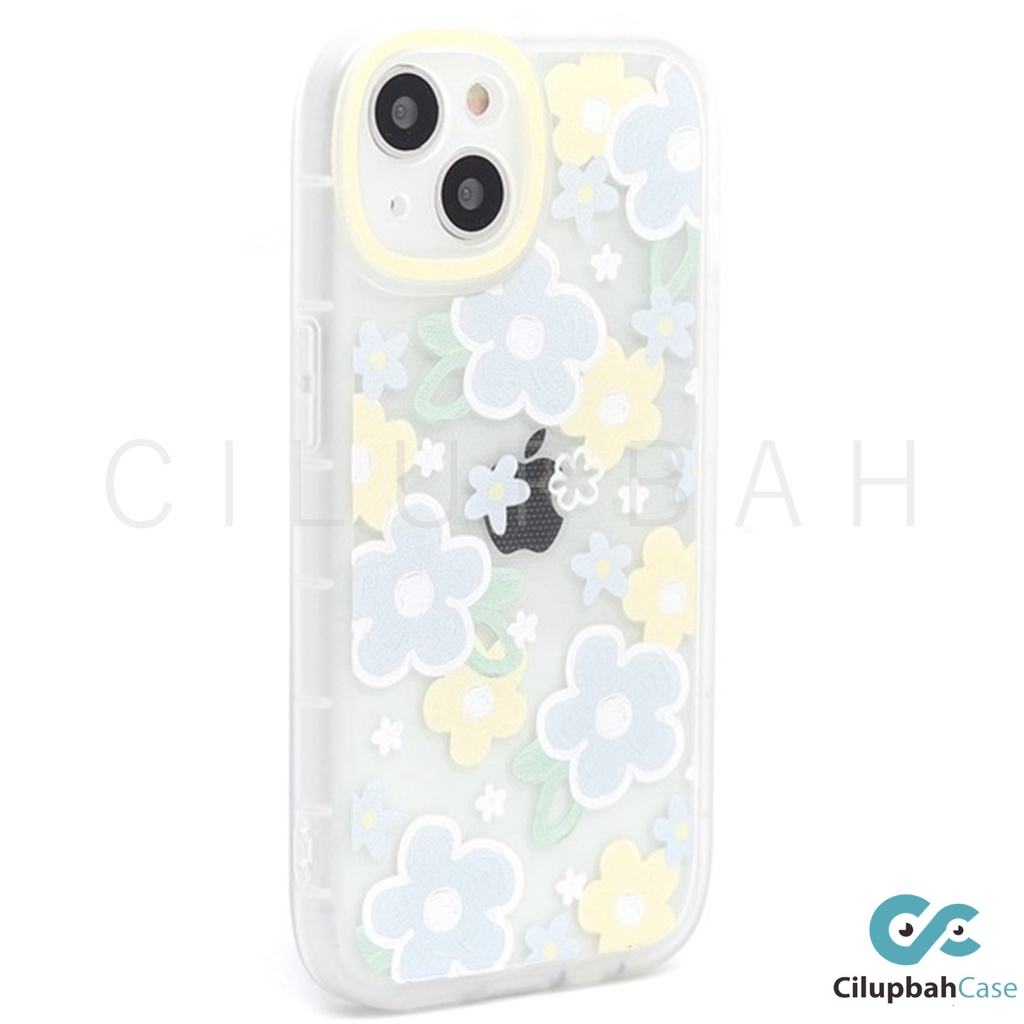 Soft Case Blue and Yellow Flowers Full Lens Cover For iPhone 7 8 PLUS XR X XS MAX 11 12 13 MINI PROMAX