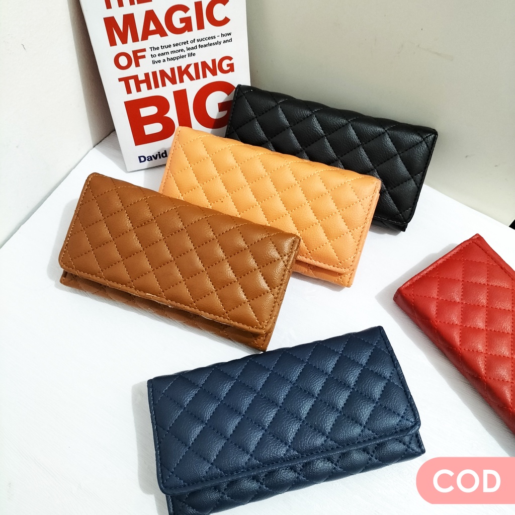 Dompet panjang wanita dompet bordir kulit sintetis dompet remaja kulit dompet hp dan kartu koin