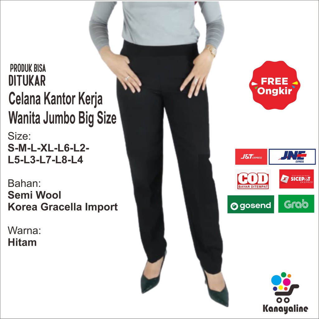 Celana Panjang wanita Kerja - Celana wanita Ukuran Jumbo - Big Size Jumbo Pants coklat pramuka