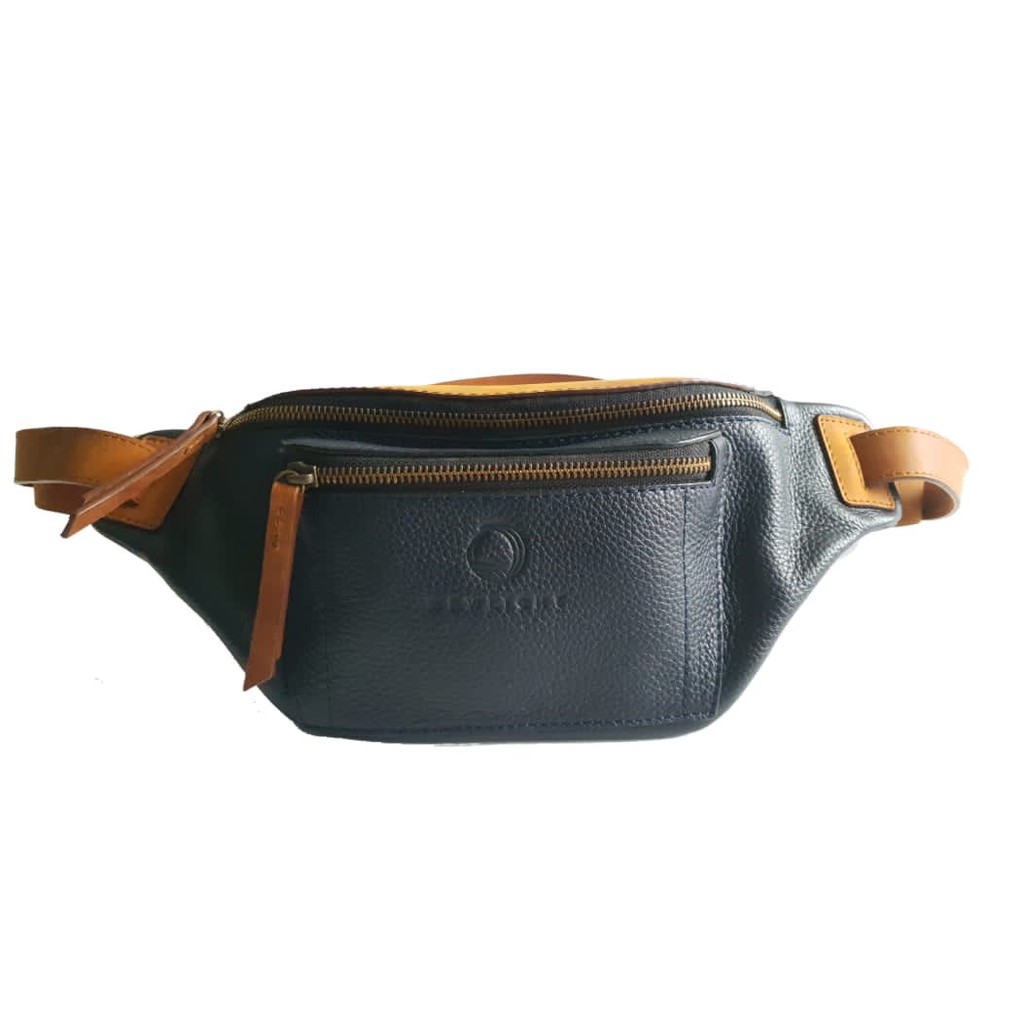 Tas Pinggang / Selempang Waist Sling Bag Kulit Asli Genuine Leather Newlight Watotena Series Biru