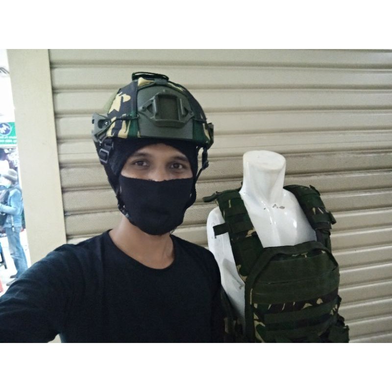 Helm Tactical Mich Airsoft Plus Cover Loreng Malvinas