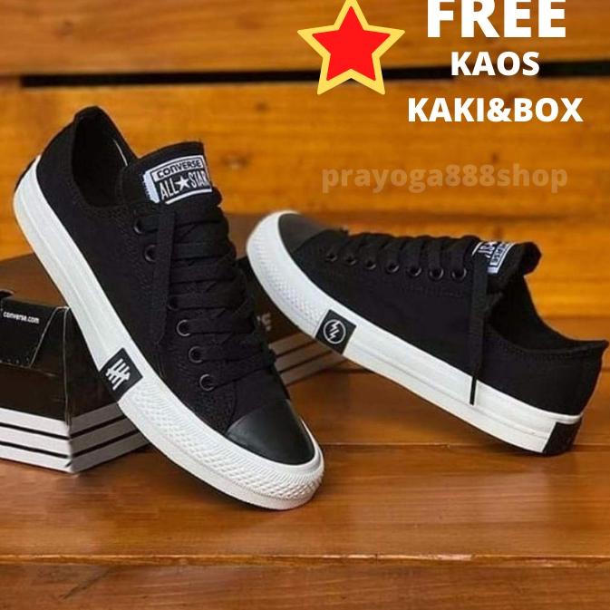 Barang Bagus SEPATU SNEAKERS ORIGINAL PRIA WANITA CONVERS ALL STAR PETIR PREMIUM HITAM PUTIH PENDEK 