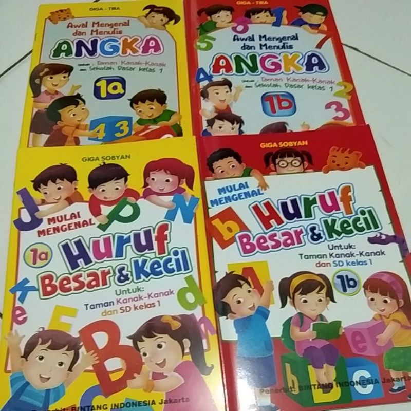 Paket belajar murah 4pick/angka 1a dan 1b/ huruf besar dan kecil 1a dan 1b