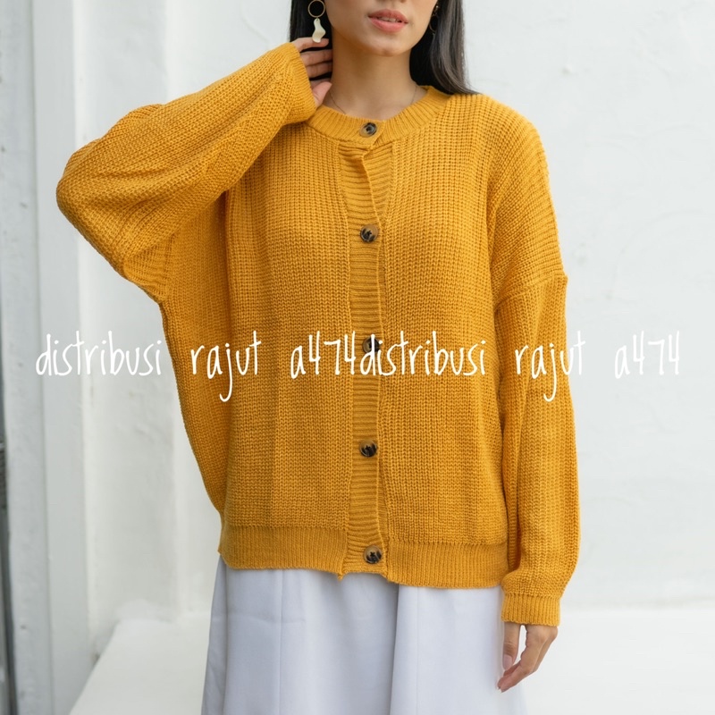 LIVI CARDIGAN CEILINE EXPORT TEBAL KERAH O Cardigan Rajut Premium Kancing Wanita XL