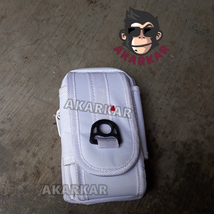 Sarung Hp Tactical 6,5 Inch Dual Slot KanvasTempat Hp Pinggang Putih Provos TNI POLRI SATPAM