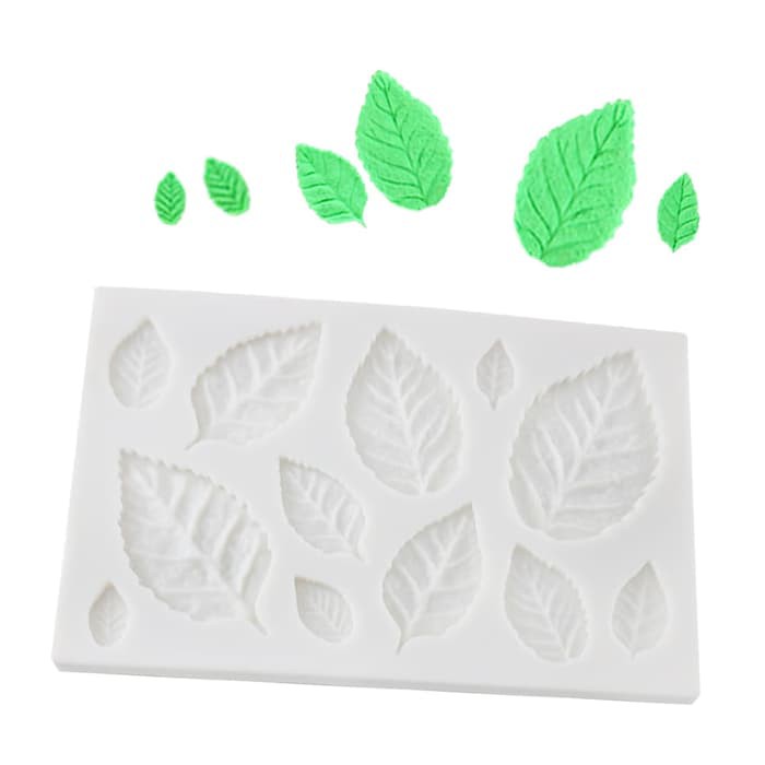 3D Silicone Mold Fondant Cake Decoration - 12 Size Rose Leaf