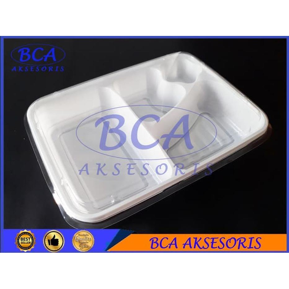 Dijual MIKA BENTO KOTAK MAKAN SKAT 4 - SEKAT 4 - WARNA PUTIH SUSU - ISI 50PCS Murah