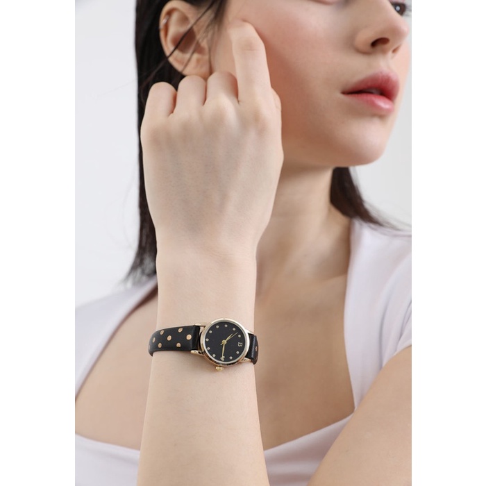 READY Berrybenka - Jam Tangan Kulit Wanita Sofia Caera Polka - Black PROMO
