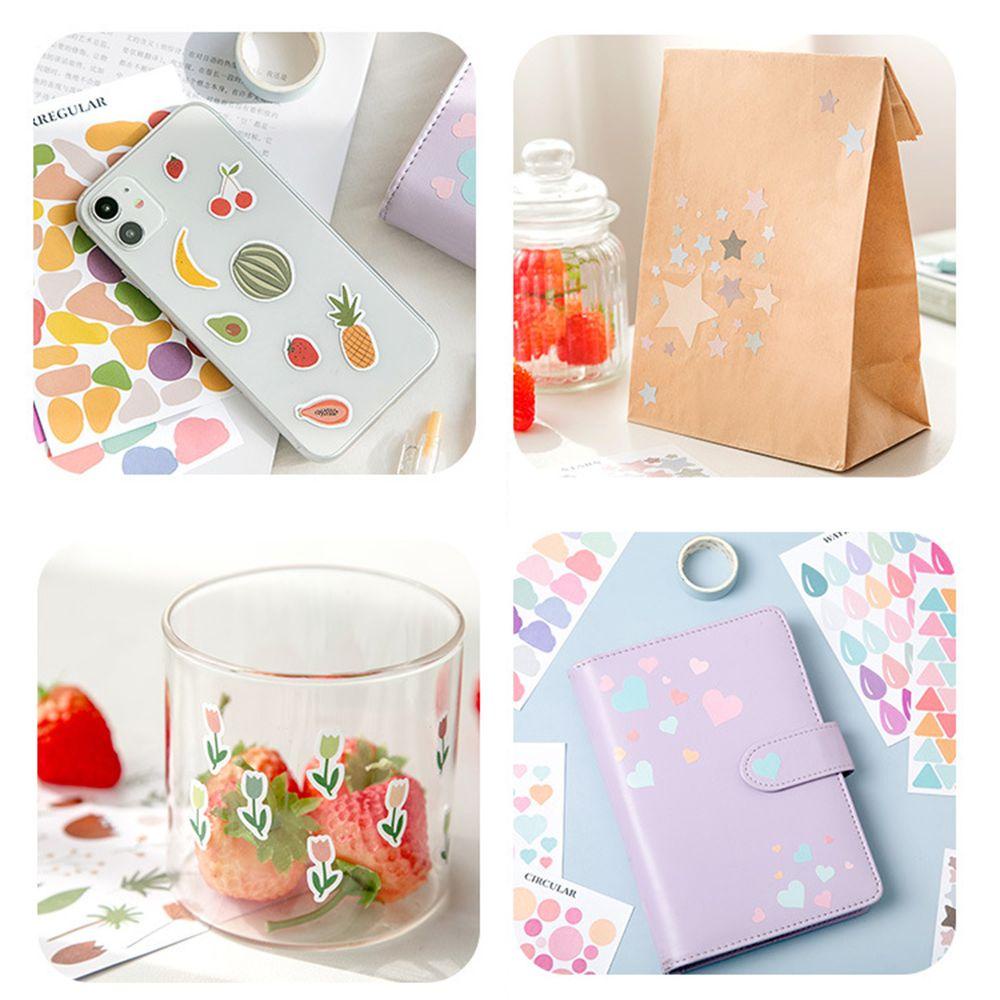 [Elegan] Alat Tulis Stiker Kawaii Hati Bunga Geometri Dekorasi Hadiah Album Planner Perlengkapan Sekolah Diary Scrapbooking Stickers