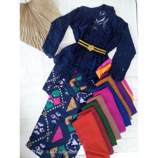 Salee.Set kebaya brokat semifrance payet mutiata+kamen+selendang