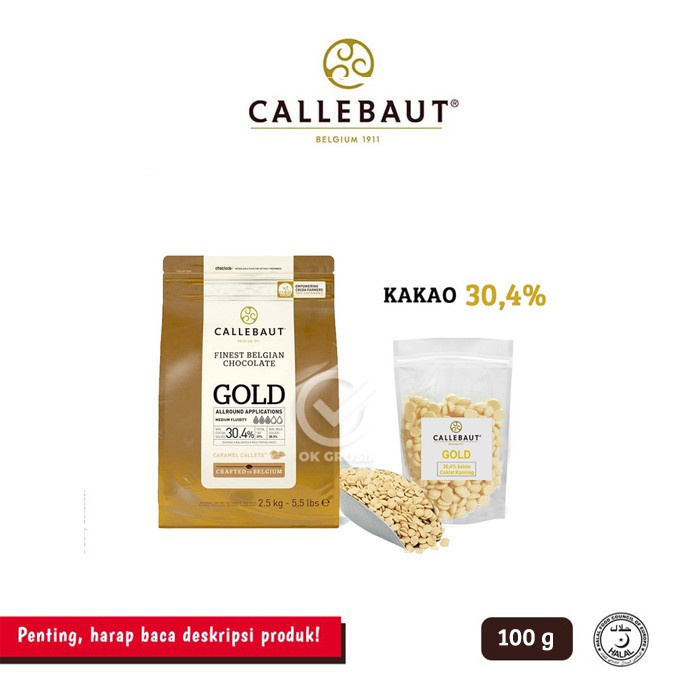 

Callebaut Gold Caramel Couverture 30,4% (100 gr) KHUSUS GOSEND & JNE YES