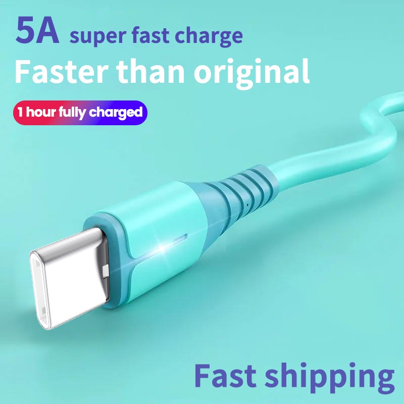 Kabel Data / Charger USB Tipe C 5A Fast Charging Untuk Semua Tipe C Jack Perangkat