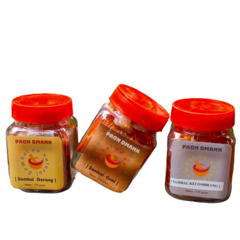 

Varian Set 3 Sambal Cumi, Sambel Kecombrang dan Sambal Teri Kacang Pedas Gurih ( 3 toples )