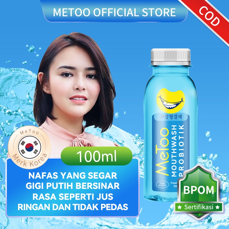 new MeToo Mouth Wash100ml &amp; 250 ml  / Probiotik Obat Kumur Oral Pembersih Gigi Fresh Mint - BPOM