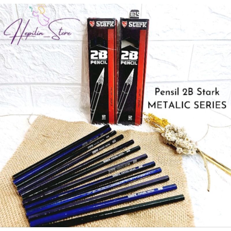 

1Lusin Pensil 2B Stark Metalik Kilat