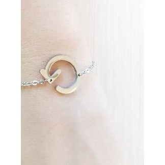 ➷ Gelang huruf SILVER / gelang huruf / gelang insial titanium white / gelang fashion import antikara