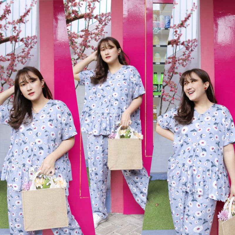 ONE SET PAJAMAS REMPEL LENGAN PENDEK/PIYAMA REMPEL BUSUI /LD 120 (all size)/BAHAN KATUN-ELVIRA SET