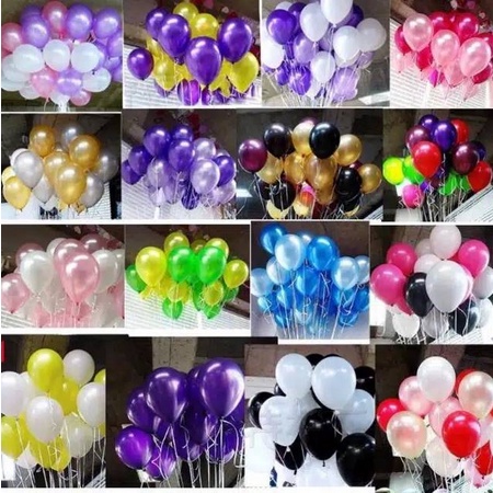 ( Ecer ) BALON LATEX METALIK / GAGANG BALON / STICK BALON WARNA WARNI /BALON DEKORASI PESTA / BALON KARET POLOS 12 INCH