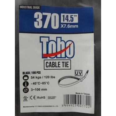 

Office & Stationery | Document Organizer | Cable Ties Black / Hitam 370 X 7.6 Mm Industrial Grade Toho | Best Seller
