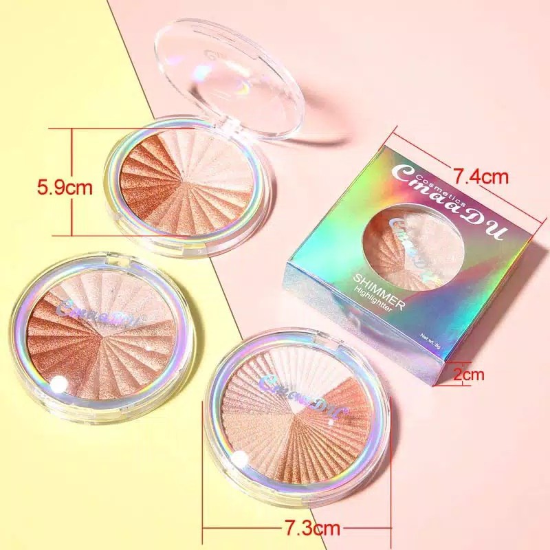 CMAADU Loose Iluminador Glitter Highlighter Palette Face Powder Brighten Shimmer Bronzer Conto