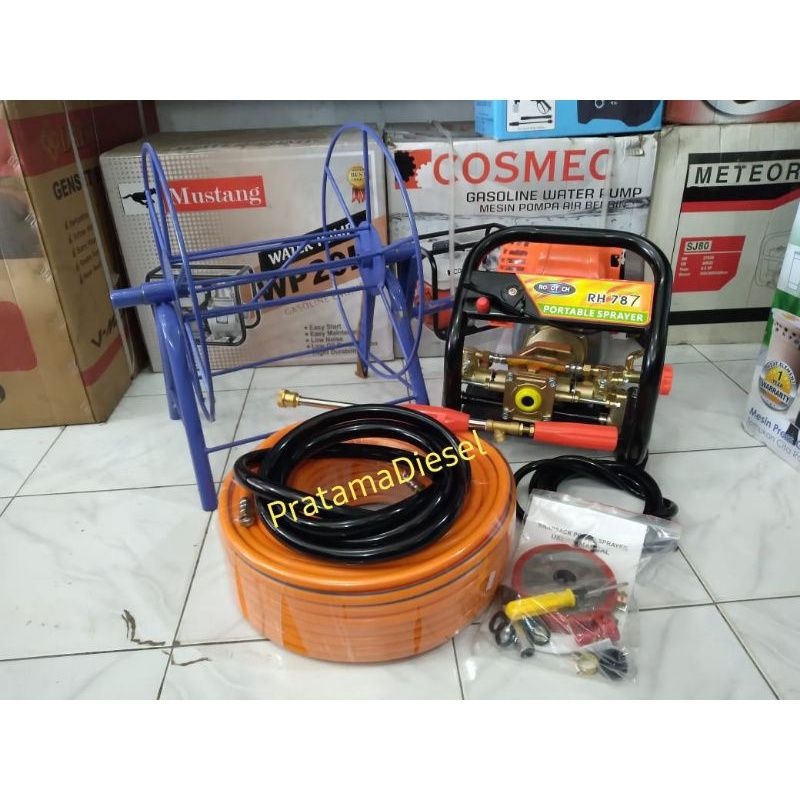 Steam Portable ROBOTECH 2tak(787)+Selang 50meter+Alat gulungan selang