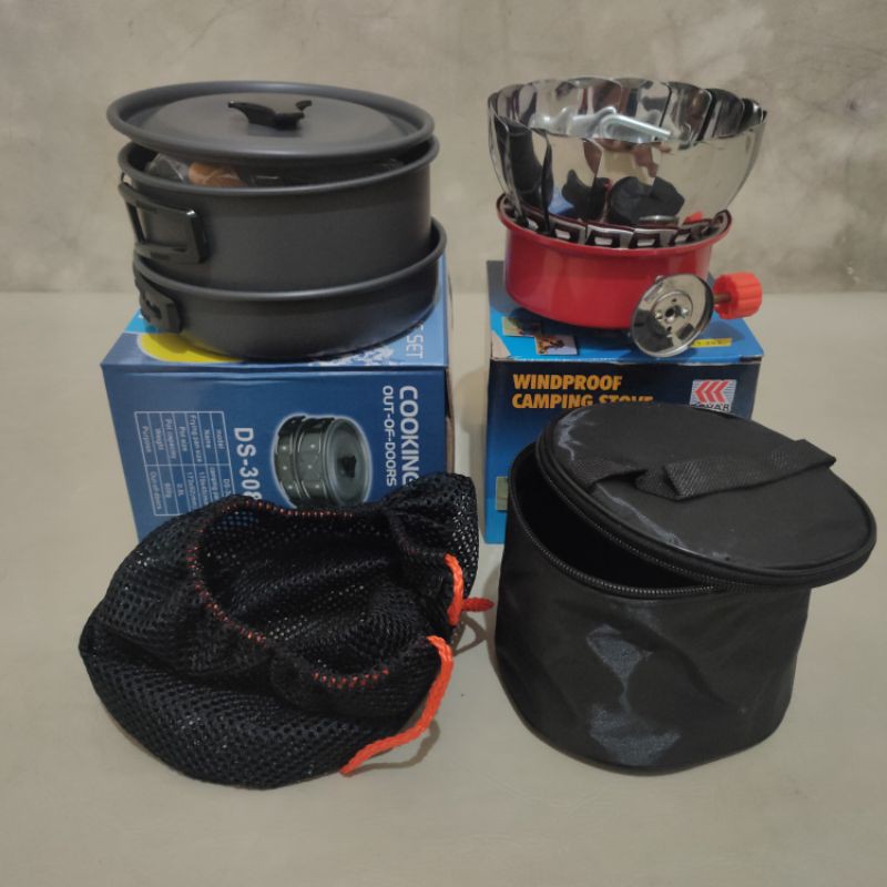 Paket Alat Masak Camping DS308 dan Kompor Mawar