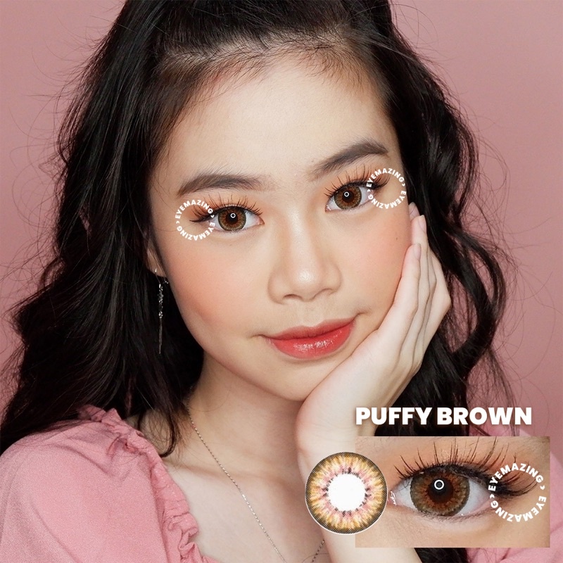 Softlens Puffy 3 Tones Brown / Coklat Normal Minus Beda Minus